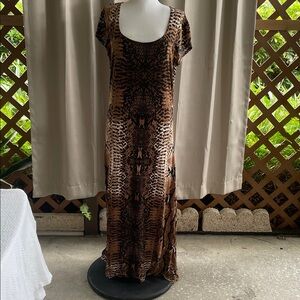 Brown Animal Print Maxi Dress